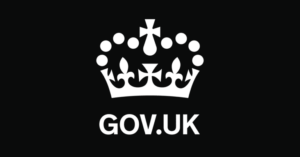 The gov uk logo on a black background.