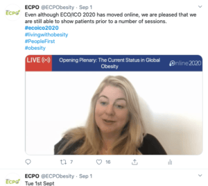 A woman is talking on a twittee about covid 2020.