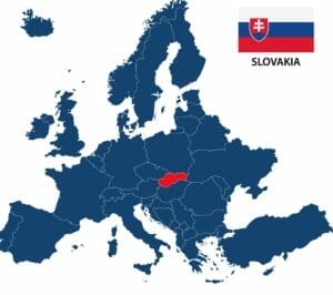 A map of europe with the flag of slovakia.