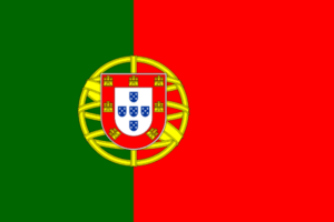 The flag of portugal with the coat of arms.