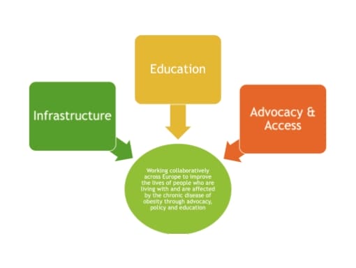 A diagram with the words education, advocacy and access.