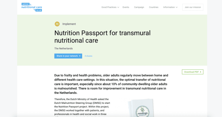 Nutrition passport for intravenous nutrition care.