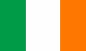 A flag of ireland with a white stripe.